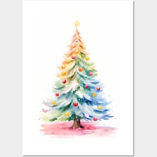 Modern Abstract Watercolor Christmas Tree Posters and Art